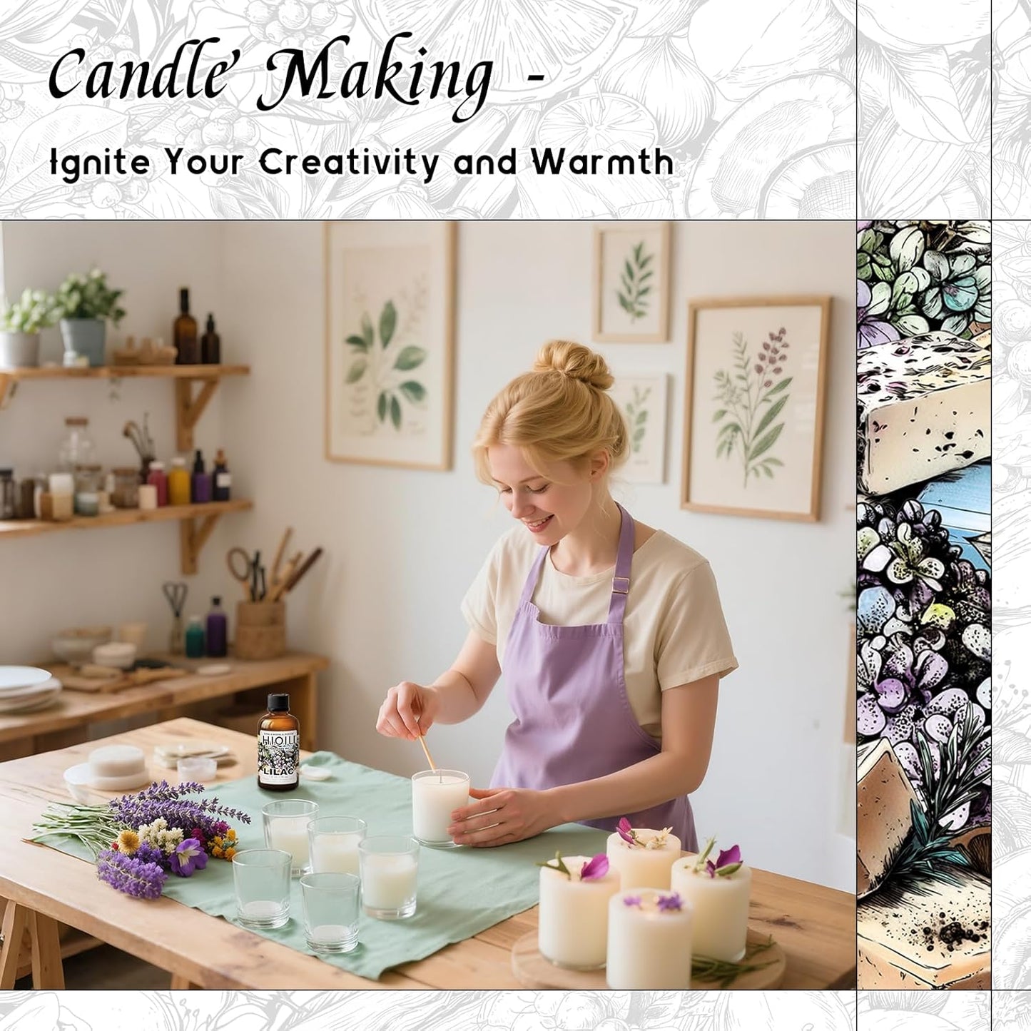 HIQILI Lilac Fragrance Oil for DIY Perfume, Candle & Soap Making, Soft Floral Scents for Essential Oils Diffuser - 1 Fl Oz