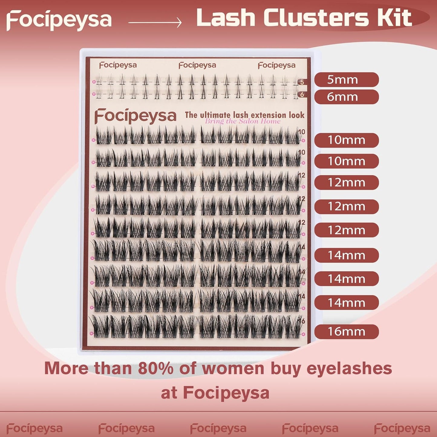 Focipeysa Wispy Lash Clusters Natural Eyelash Clusters Pestañas Postizas Naturales Spiky Manga Lash Extensions C Curly Individual Lashes 10-16mm with Bottom Lashes Clusters DIY Lash at Home