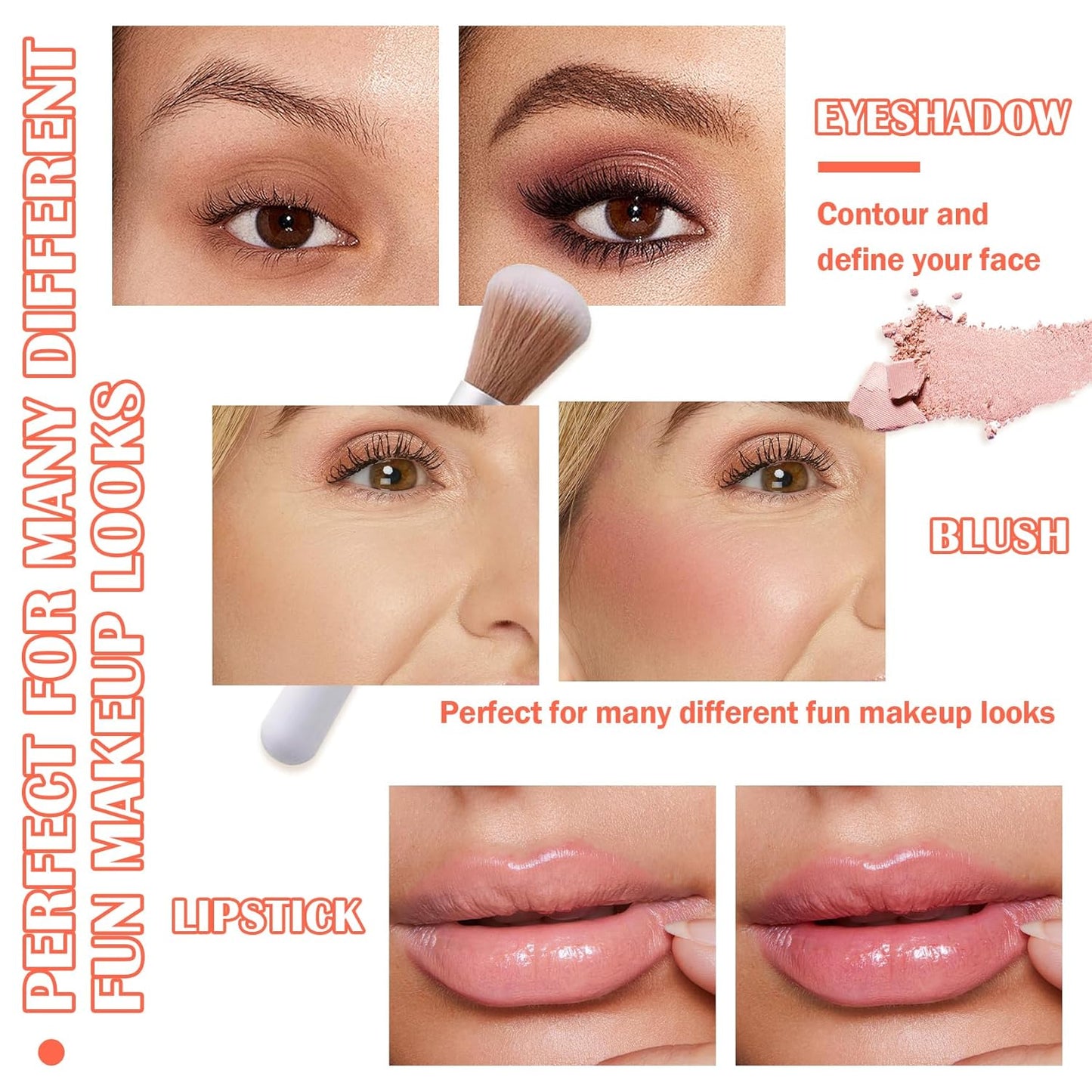 Blush Palette,Shimmer Silky Matte Blush Powder Palette,Professional Cute Face Contour Highlighter Blush Palette with Blush Makeup Brush 01