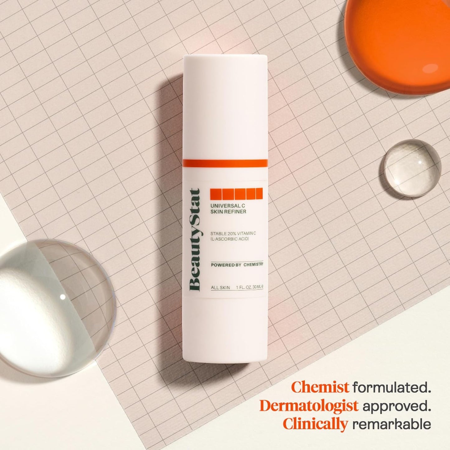 BeautyStat Universal C Refiner - Made in the USA - 20% Pure Vitamin C Serum For Face - Clinically Tested to Decrease the Look of Fine Lines and Wrinkles and Improve Firm Skin Tones - 1oz, 30ml