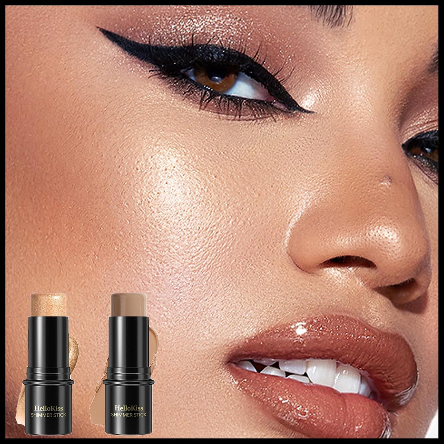 MIELIKKI 2Pcs Cream Contour Stick Makeup, Highlighter Stick and Bronzer Stick for Face Sculpting, Easy to Apply & Blend, Long Lasting, Waterproof, Matte Finish,0409