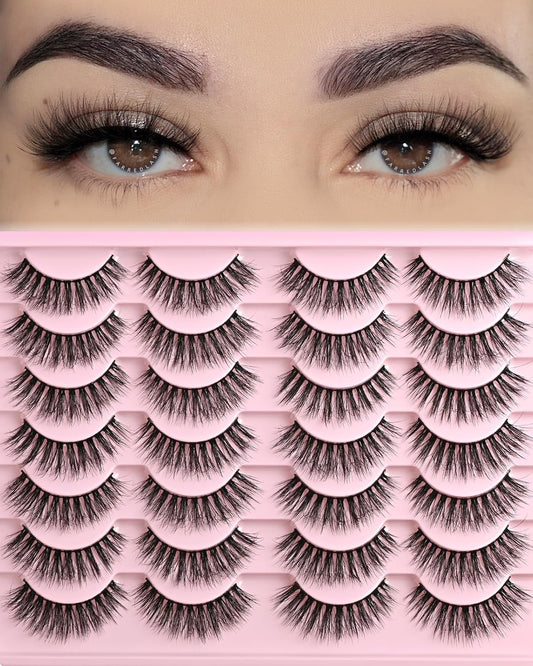 FARRED Natural Eyelashes Wispy Lashes Short False Eyelash Small Cat Eye Fake Lashes Full Pestañas Sets for MUA and Beginners Daily Makeup (F2 | 7-14mm)