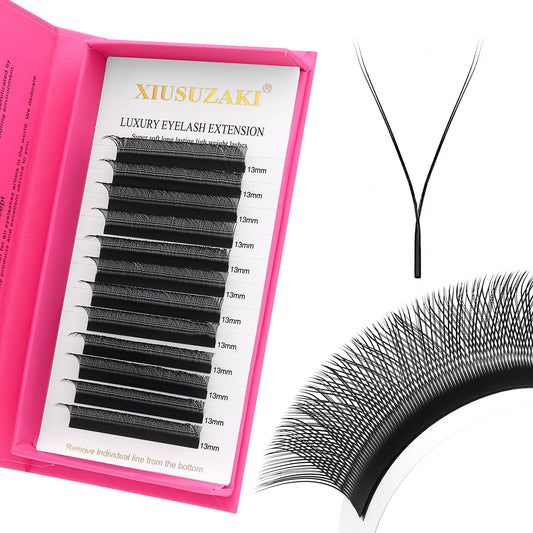 YY Lash Extensions Supplies Y Eyelash Extensions 0.05mm Thickness D Curl 9mm Premade Fans 4D Russian Volume Matte Black 12 Rows Crisscross Eye Lashes(YY-0.05-D,9mm)