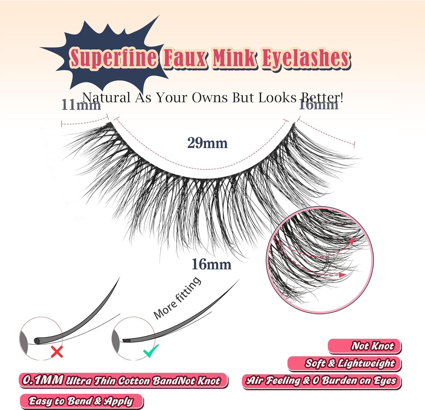 Eyelashes Natural Cat Eye Lashes 16mm Flase Eyelashes Flared Strip Lashes Fluffy False Lashes That Look Like Extensions C Curl Wispy Lashes Siligli Soft Lashes Pack 7 Pair