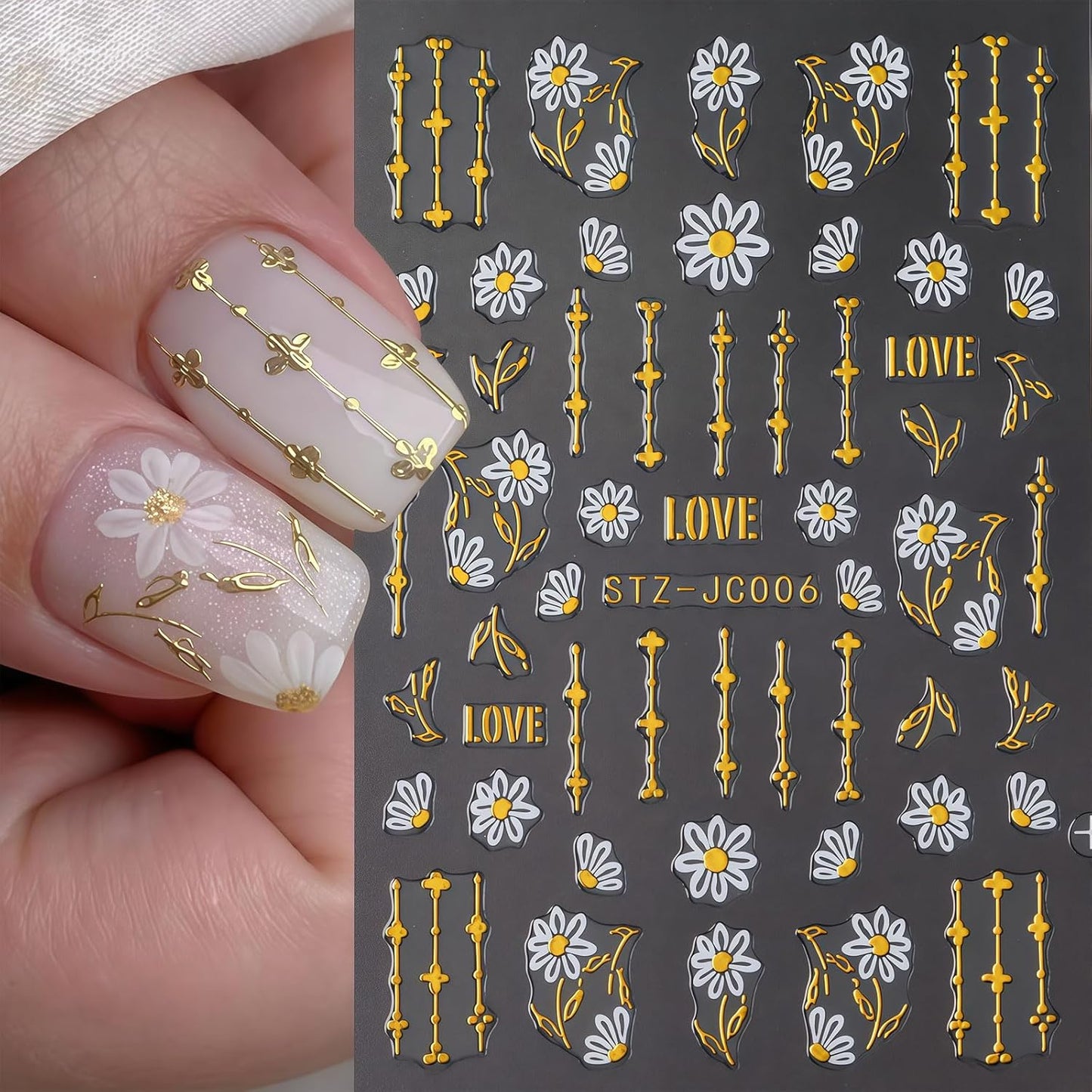 Flower Nail Art Stickers Decals, 4 Sheets 3D Self-Adhesive Flower Butterfly Nail Decals Nail Art Supplies Designs Decorations Accessories for Women Girls