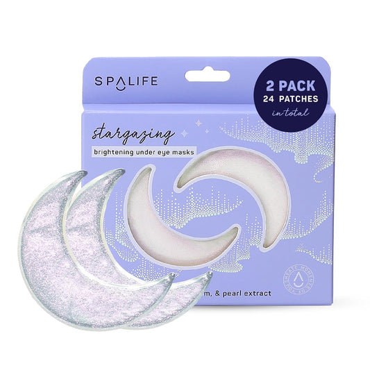 SpaLife Beauty Stargazing Radiating Under Eye Masks – Hydrogel Eye Patches for Dark Circles, Puffy Undereyes, & Discoloration with Vitamin C & Snow Mushroom – 2-in-1 Skincare Treatment – 24 Pairs