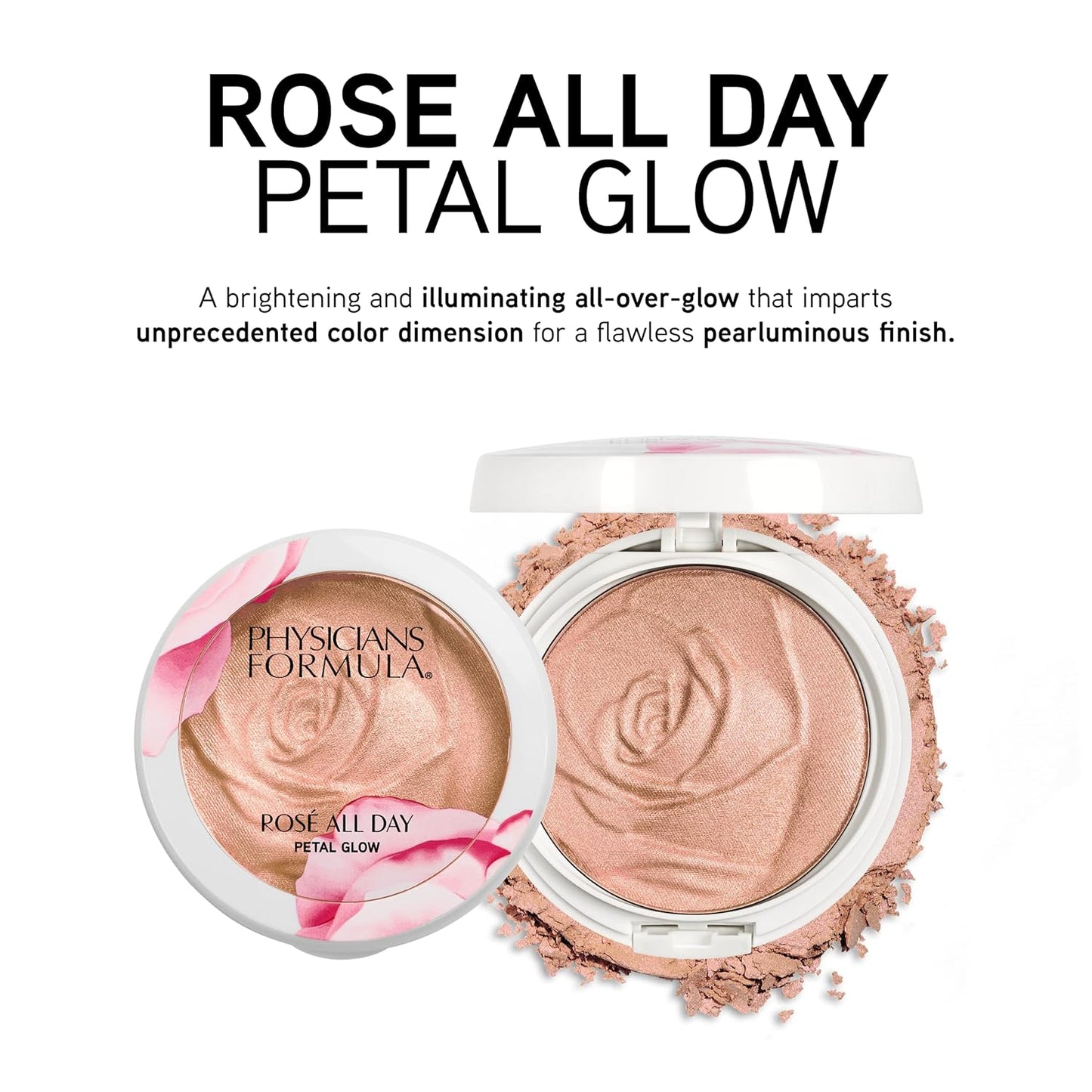 Physicians Formula Rosé All Day Highlighter Blush Face Powder, Pink Petal Glow, Dermatologist Tested, Clinicially Tested