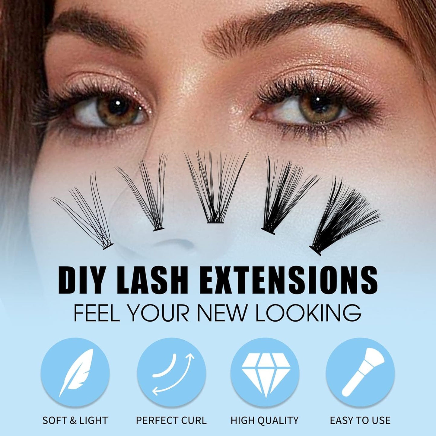 Individual Lashes Large Tray 240pcs Lash Clusters 0.07mm 40P+50P C Curl Mix 8-16mm Eyelash Clusters Soft&Lightweight Cluster Lashes Mink Lash Extension Clusters Mixed Tray Individual Lashes Cluster