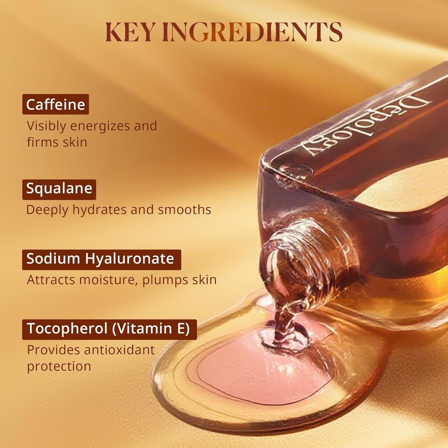 depology Caffeine Body Firming Serum Oil – Non-greasy Hydrating Body Glow Dual-Phase Oil for Dry, Aging Skin with Gua Sha Tool – Skin Tightening Oils with Squalane, Camellia & Caffeine – 5.07 fl oz