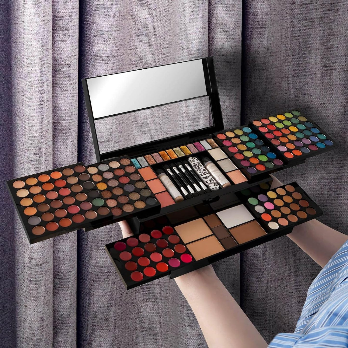 M 187 Colors Professional Makeup Palette - All-in-One Kit With Eye Shadows, Lipsticks, Mascara, Foundations, Blushes, Brow Pencils, Nail File - Makeup Gift Set for Women and Girls