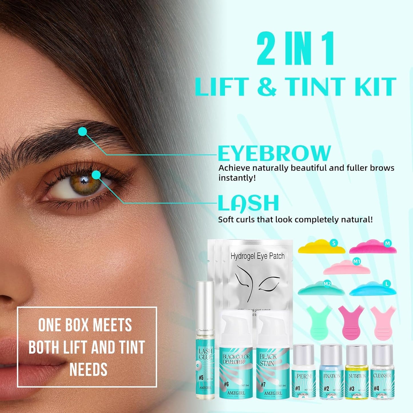 Lash Lift, Eyelash Perm Kit & Black Brow Lamination Kit, Natural Eyelash Curling Lash Extension Set, Lash Perm Kit Detailed Instruction and Complete Tools Achieve Salon-Quality