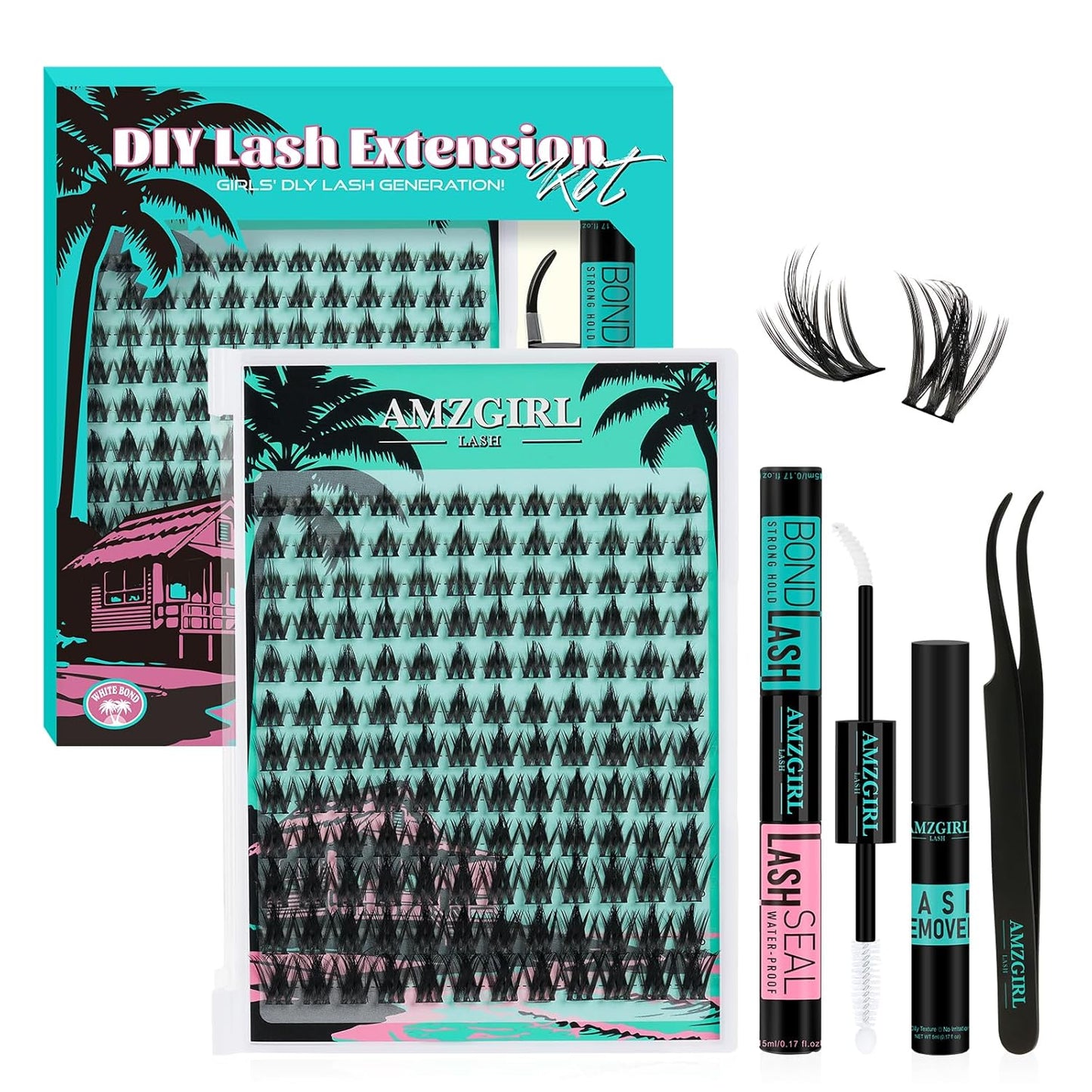 Fairy Eyelash Clusters DIY 144Pcs Lash Extension Kit Natural Lashes Clusters Kit with Lash White Bond and Seal,Lash Remover and Tweezers for Anime Cluster Eyelash Extensions Kit(Holiday,C-Mix8-18mm)