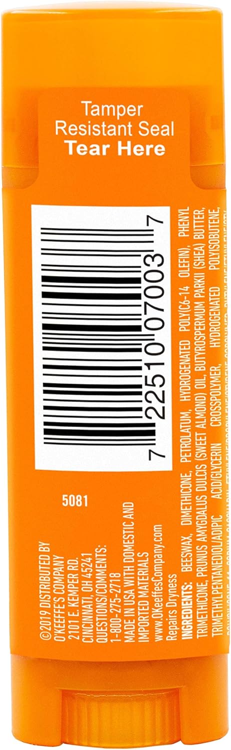 O'Keeffe's Unscented Lip Repair Lip Balm for Dry, Cracked Lips, Stick, (Pack of 9)