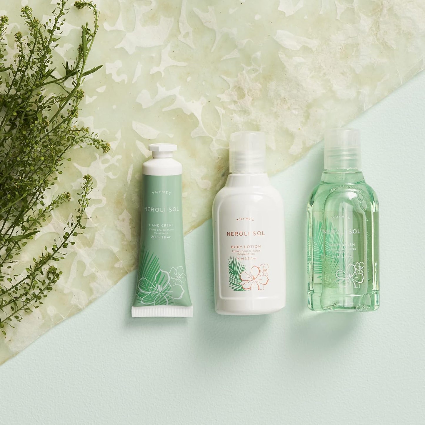 Thymes Travel Set and Beauty Bag - Contains Body Wash, Body Lotion & Hand Cream - Neroli Sol