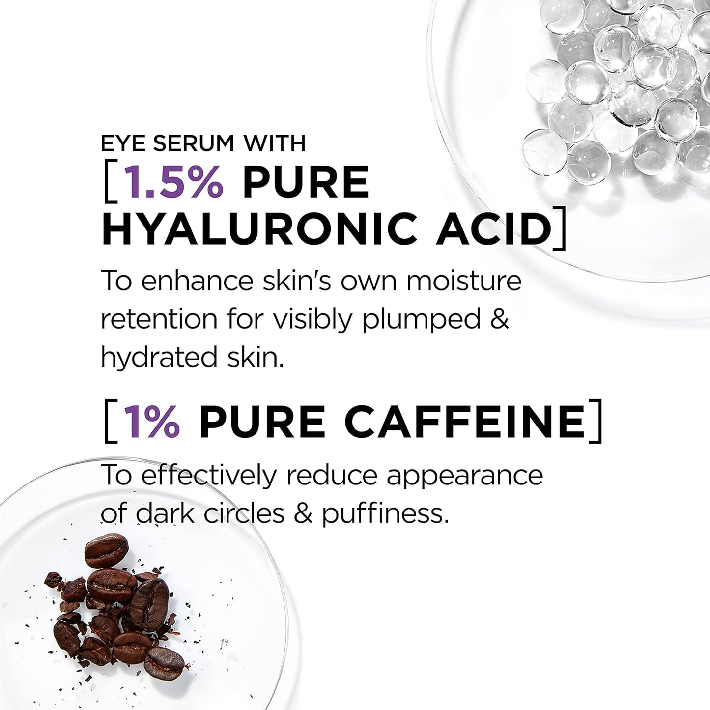 L'Oreal Paris Revitalift Hyaluronic Acid + Caffeine Hydrating Eye Serum for Dark Circles, Fragrance Free .67 fl. oz + Moisturizer Sample