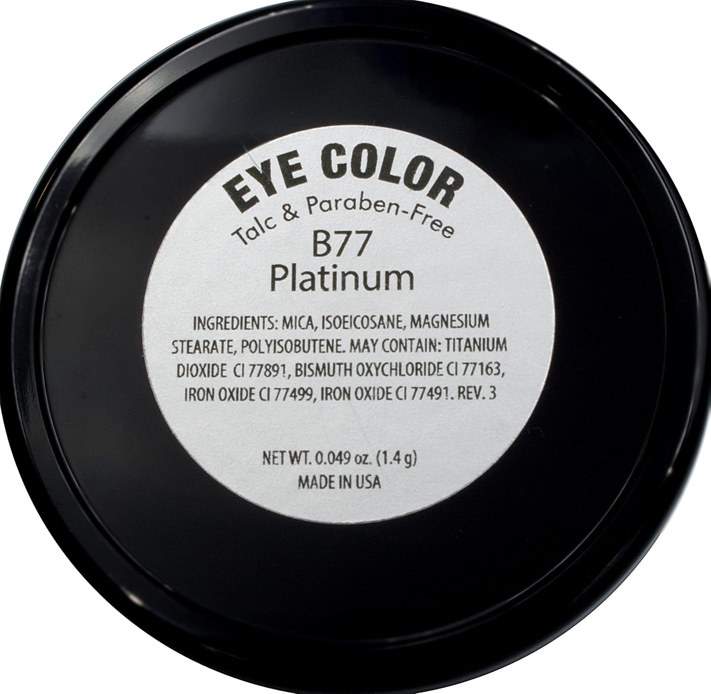 Platinum Silver Shimmering Gray Grey Pewter Pressed Powder Single Vegan Eyeshadow; Talc, Paraben & Cruelty Free