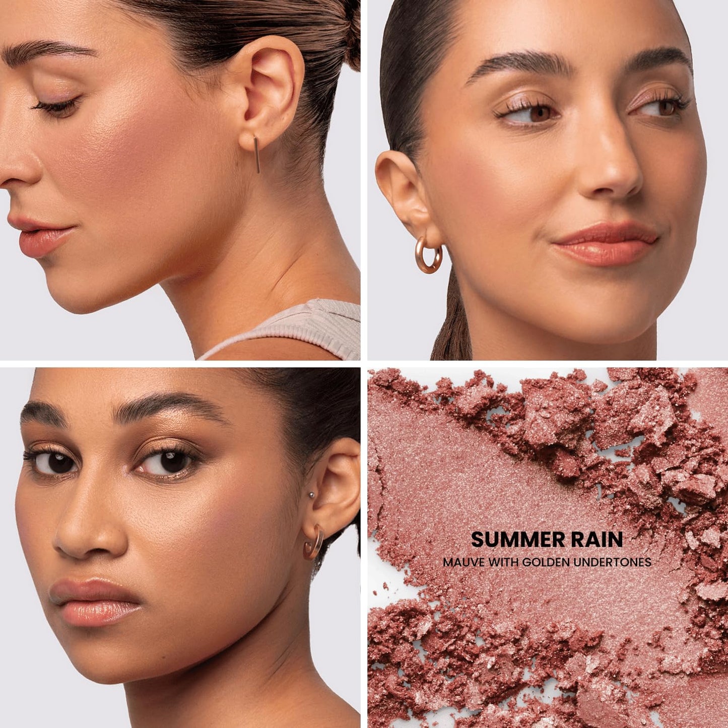 Phase Zero Makeup Powder Blush for cheeks | "Summer Rain" | 4g / 0.141oz | Cruelty-Free, Vegan, Clean Beauty | Buildable & Blendable for Natural, Healthy Glow | Coral, Peach & Golden Hues