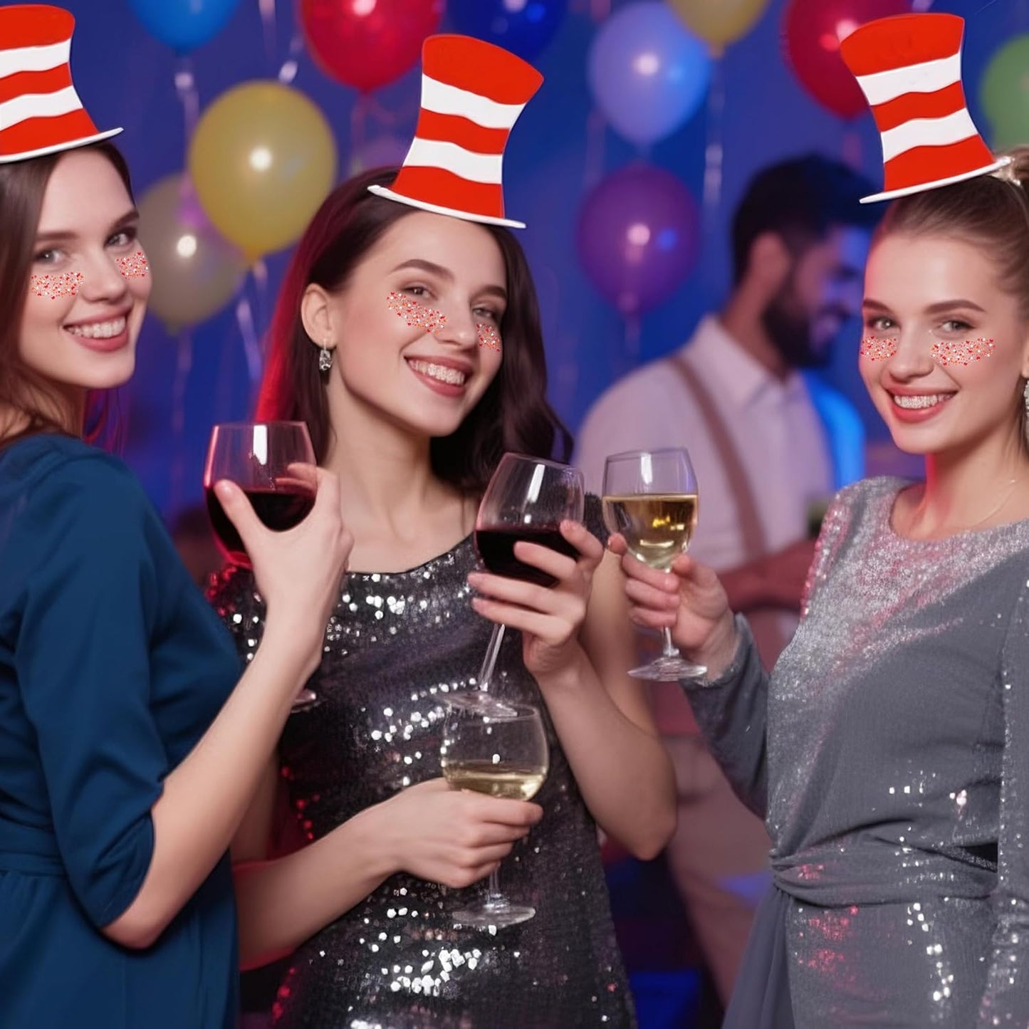 MEICOLY Red and White Face Body Glitter for Reading Week World Book Day,Cat Costume for Kids Girls Adults,Book Character Costumes for Kids,Cosplay Accessories for Halloween Festival