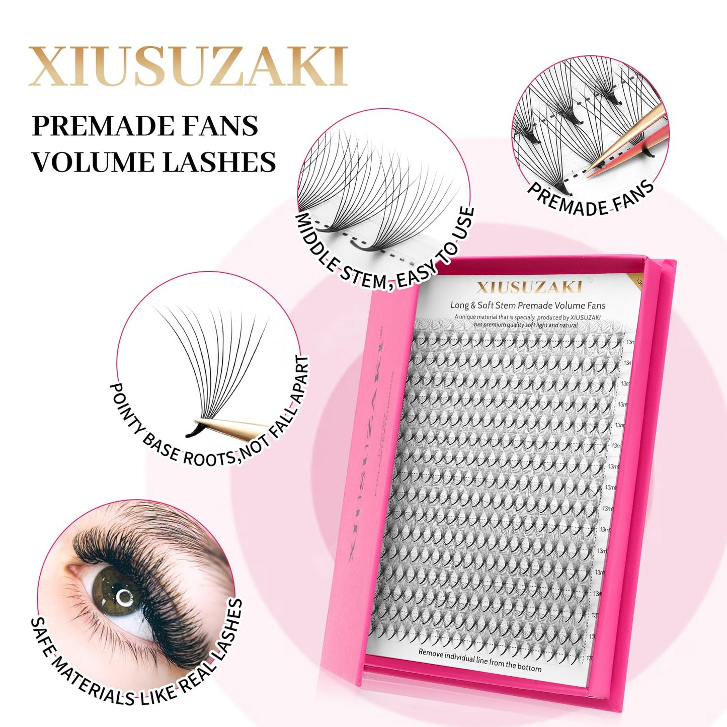 Premade Fans Eyelash Extensions 12D Volume Lash Extensions 0.07 Thickness Eyelash Extension D Curl Premade Lash Fans Mix 9-16mm Fluffy Soft Handmade Lash Fan(12D-0.07-D,9-16mm)