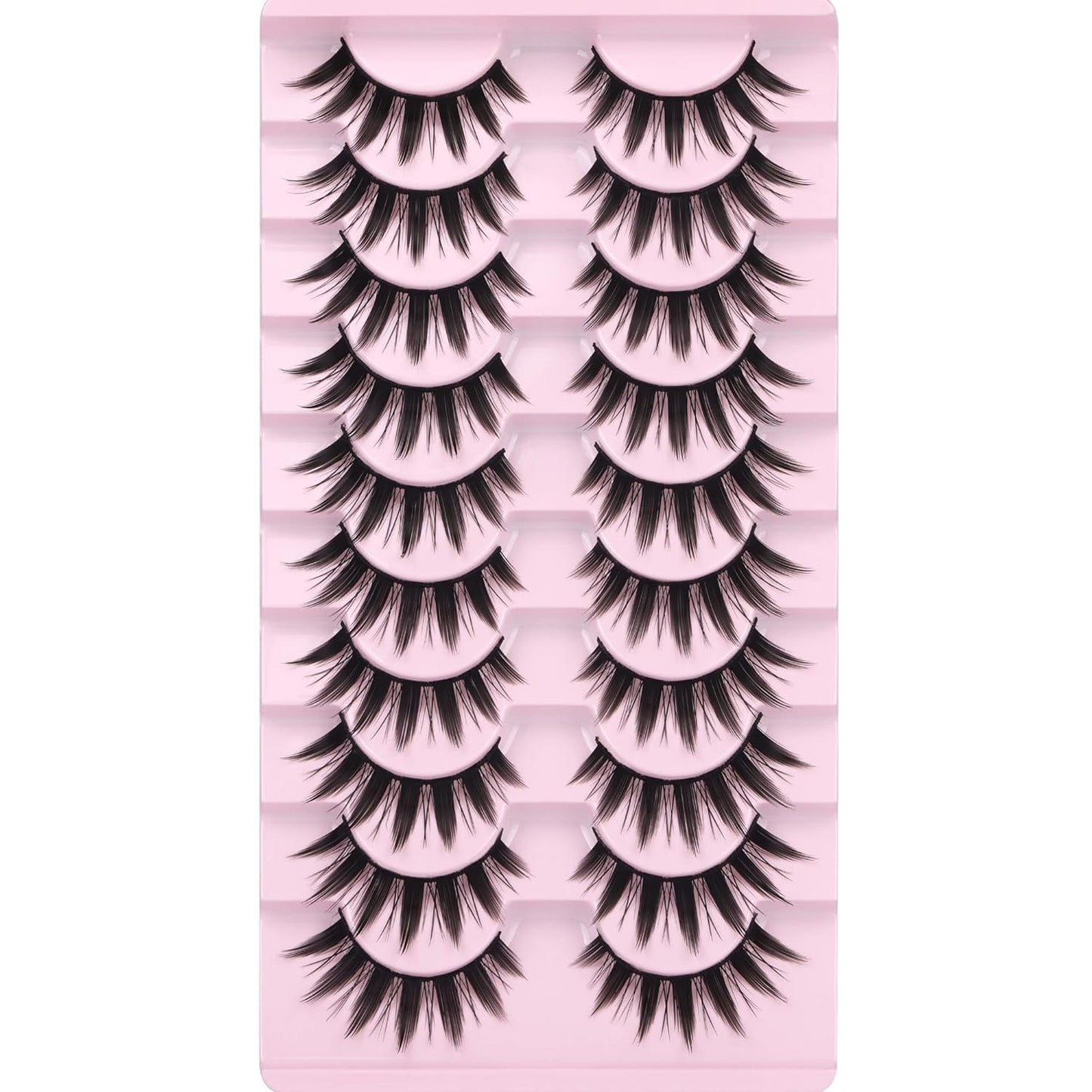 False Eyelashes 10 Pairs Manga Lashes Japanese Style Anime Thick Cosplay Lashes Natural Look 16MM Spiky 8D Wispy Faux Mink Lashes Full Strip Doll Lashes by FANXITON