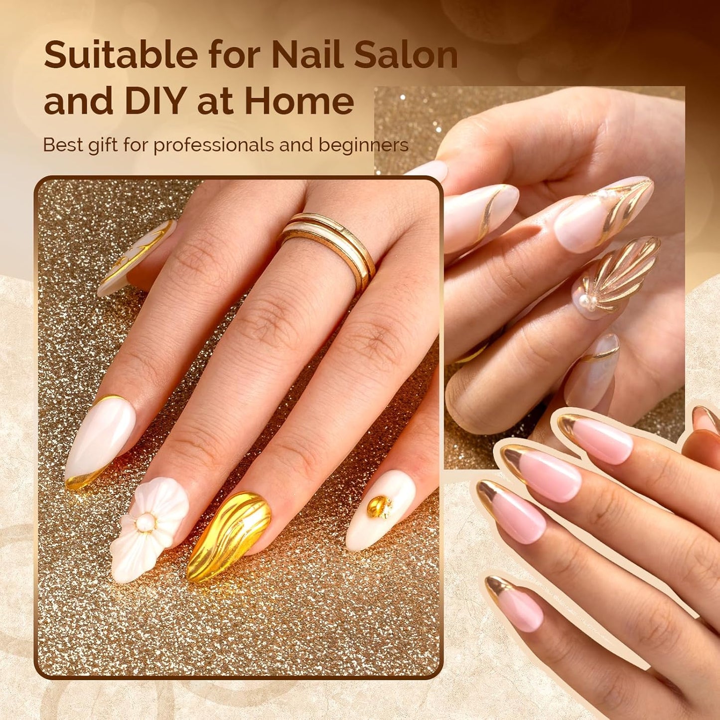 MelodySusie 2Pcs Chrome Nail Powder for Gel Nails,Metallic Mirror Effect Pigment Stylish and Technological Fine Glitter for Home DIY Salon Use