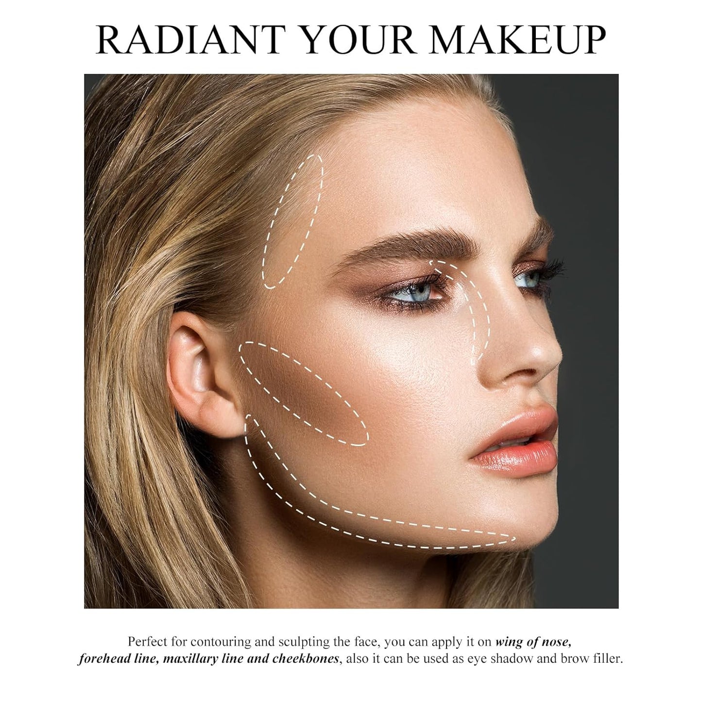 KYDA Face Sculpting Contour Palette, Smooth Matte Contour Pressed Powder, Ultra-fine Lightweight, Easy to Blend, Multiuse Baked Contour Makeup-TAUPE