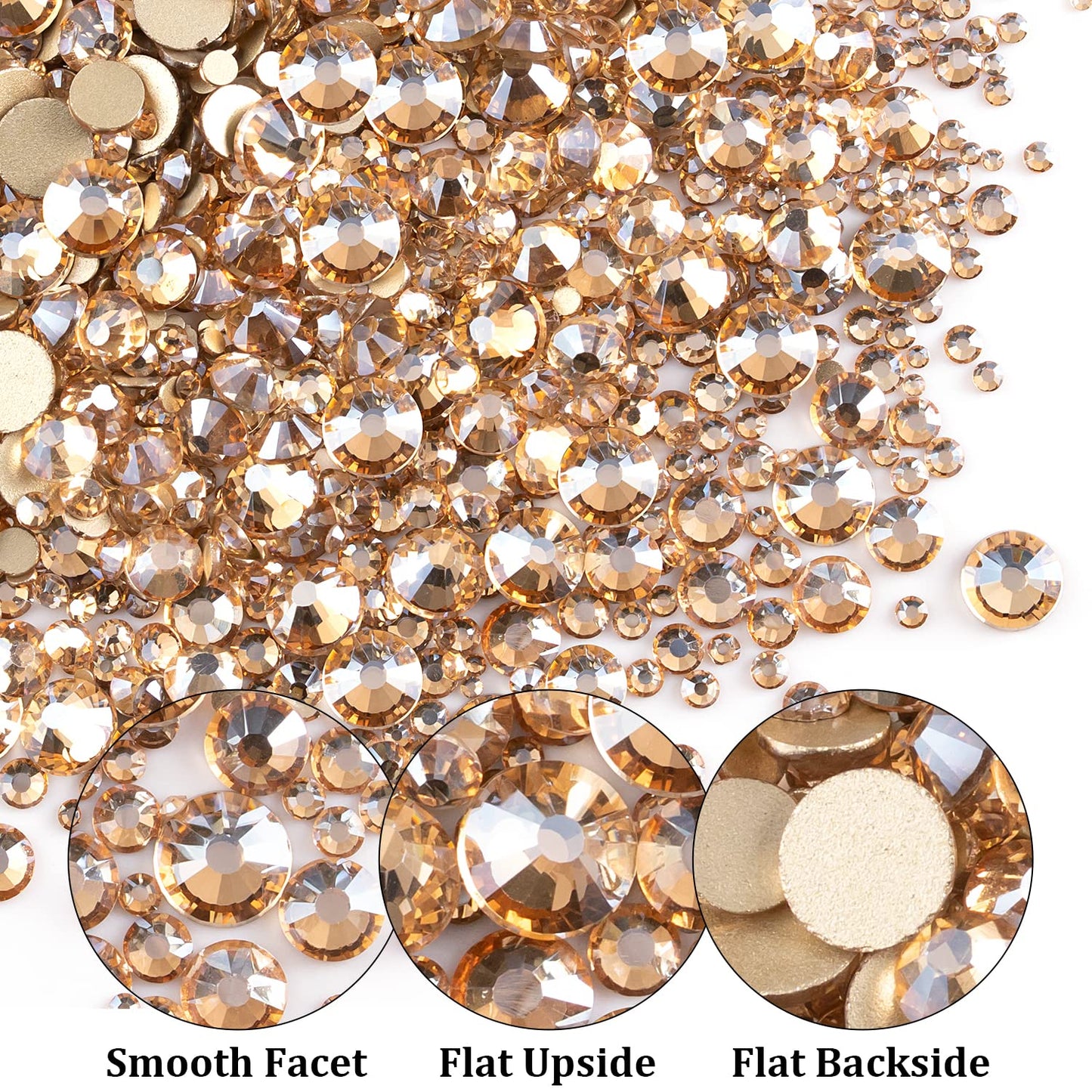 Two Packs of Flatback Rhinestones 4520 Pcs Colorful Nail Art Rhinestones Flatback Crystal Colorful+Champagne Rhinestone with Picker Pencil and Tweezer for Nail Art and Decoration