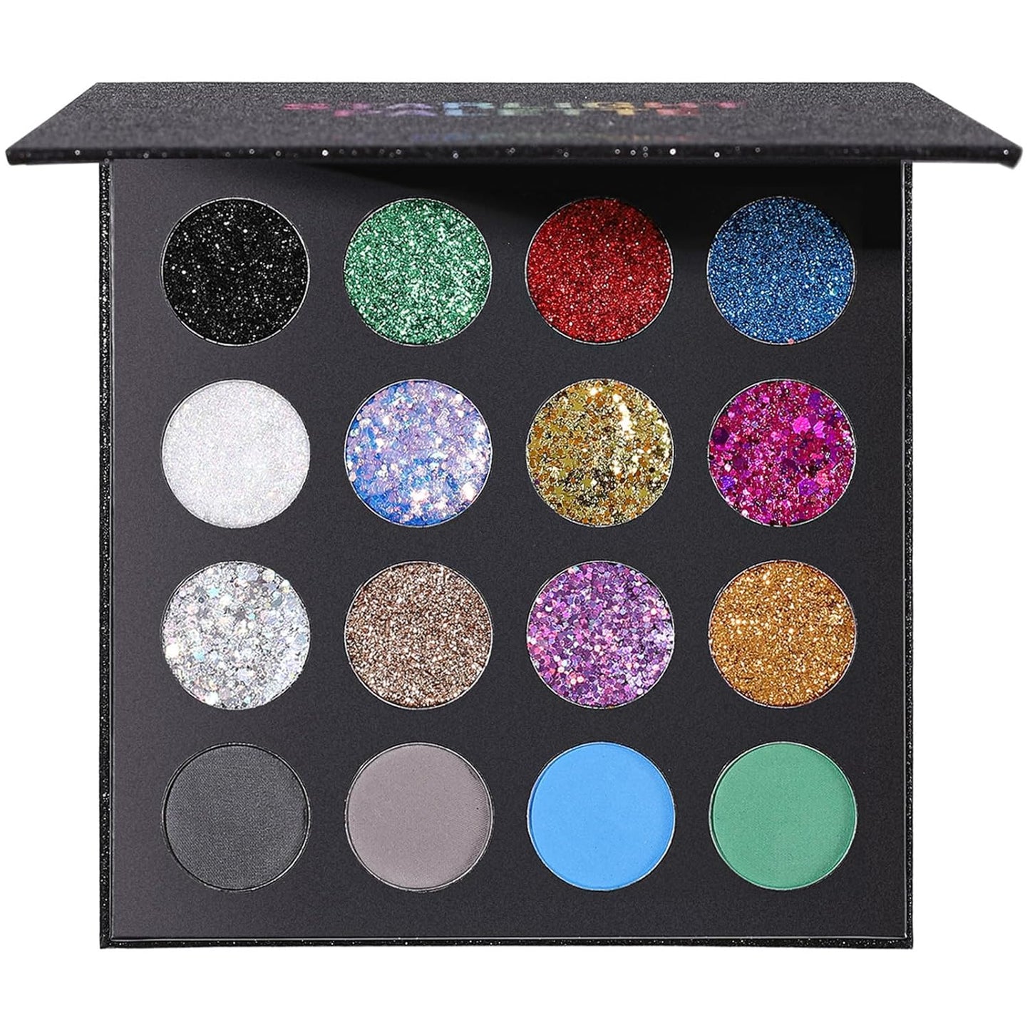 UCANBE Glitter Eyeshadow Makeup Palette - 12 Face Body Chunky & Fine Pressed Glitter + 4 Eye Shadow Powder Make Up Pallet for Theater Party Cosplay Halloween Christmas, Highly Pigmented Ultra Shimmer