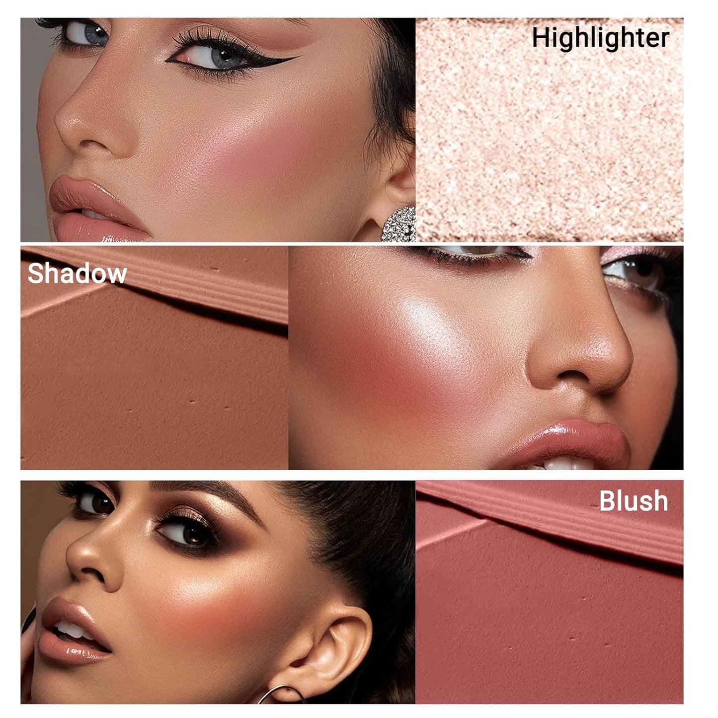 3pcs Face Contour Stick, Highlighter Stick Blush Stick Cream Contour Kit Makeup Set with Brush, Contouring Stick for Fair Skin, Concealer Stick Makeup Gift for Beginner Women Teen Girls