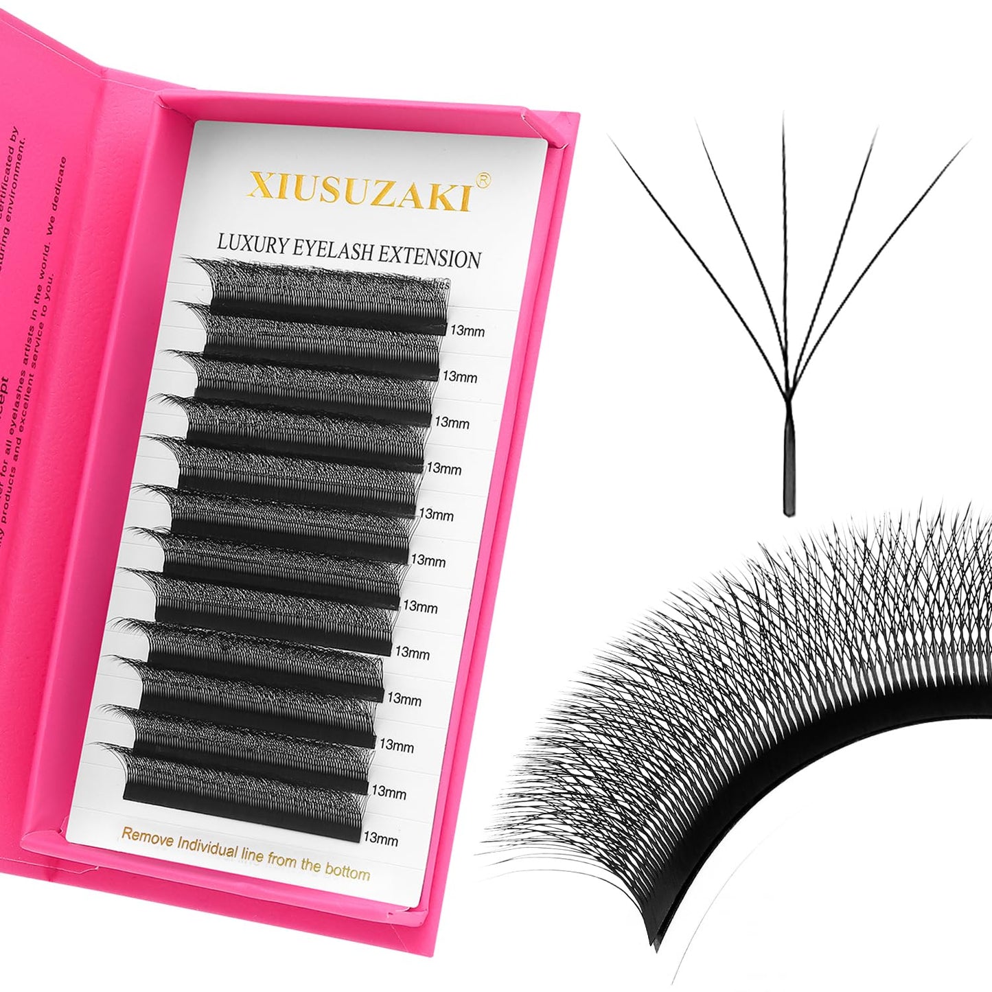 W Lash Extensions 5D Eyelash Extensions W Shape 0.07mm Thickness C Curl Mix 8-15mm Premade Fans Individual Lashes Matte Black Volume 12 Rows Crisscross False Eyelashes(W-5D-0.07-C,8-15mm)