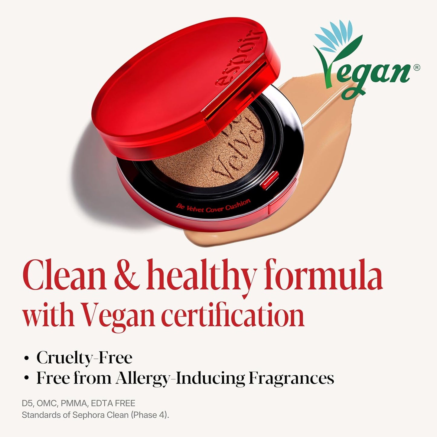 espoir [NEW] Be Velvet Cushion Foundation | Quick and Easy Coverage with Long-lasting Color by Zero Oxidation (#23 Beige, 0.46 Ounce (Pack of 1))