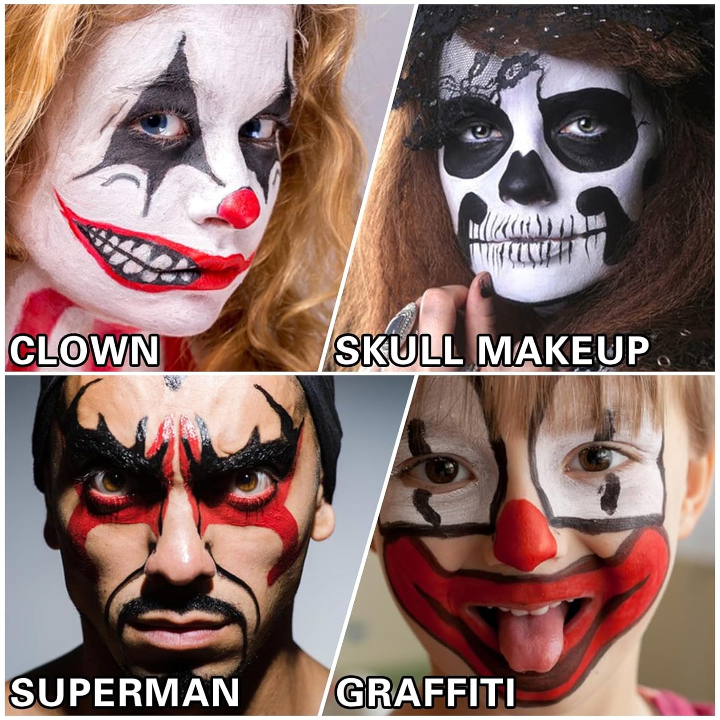 White Face Body Paint Halloween Cosplay Clown Zombie Costume Sfx Makeup Professional Oil Based Cream Face Paint Palette for Adults and Kids