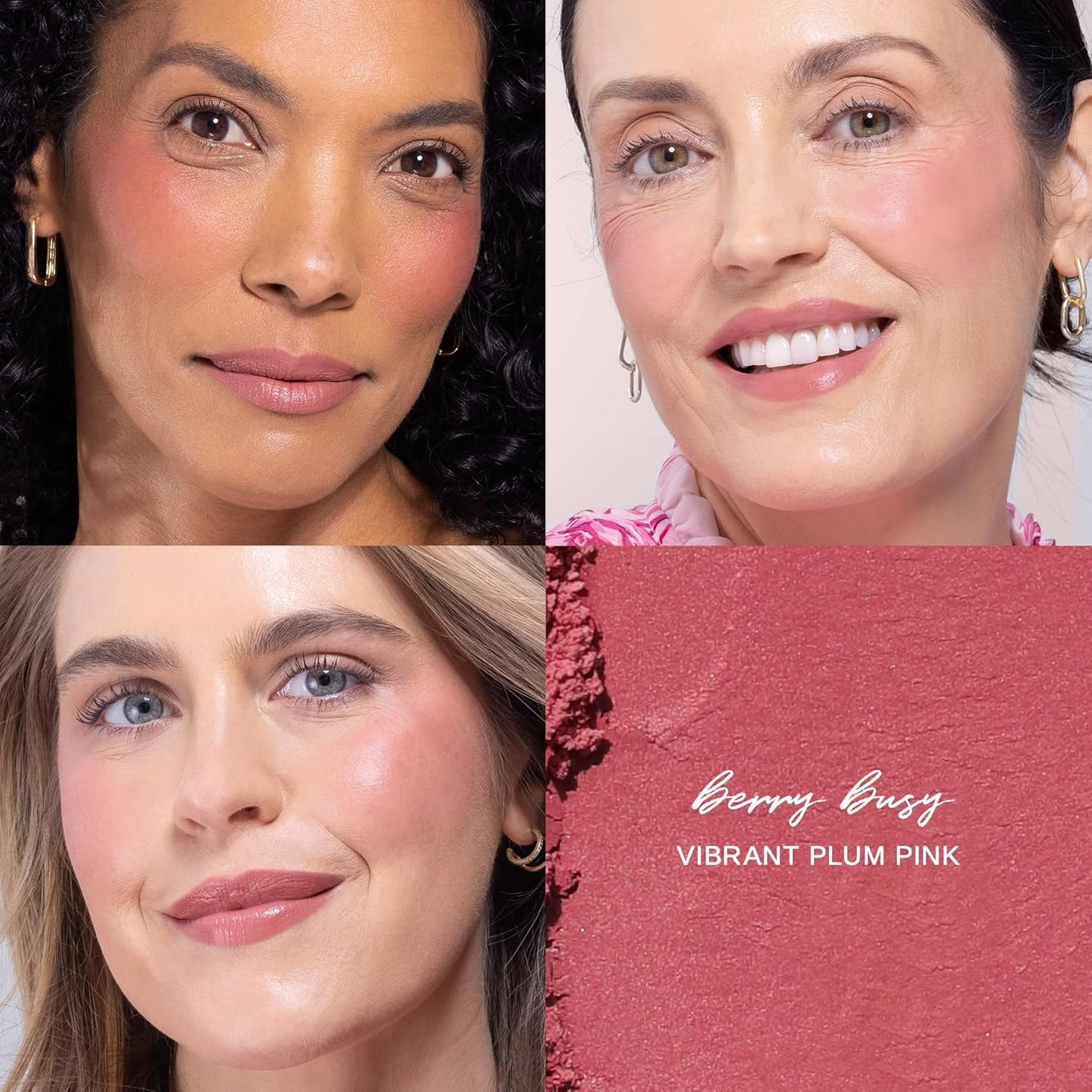 Wander Beauty Hydrating Powder Blush - Lightweight, Berry Blush Makeup with a Blurring, Satin Finish - Buildable Formula with Hyaluronic Acid, Squalane & Aloe Leaf Extract - Berry Busy - 0.18 oz