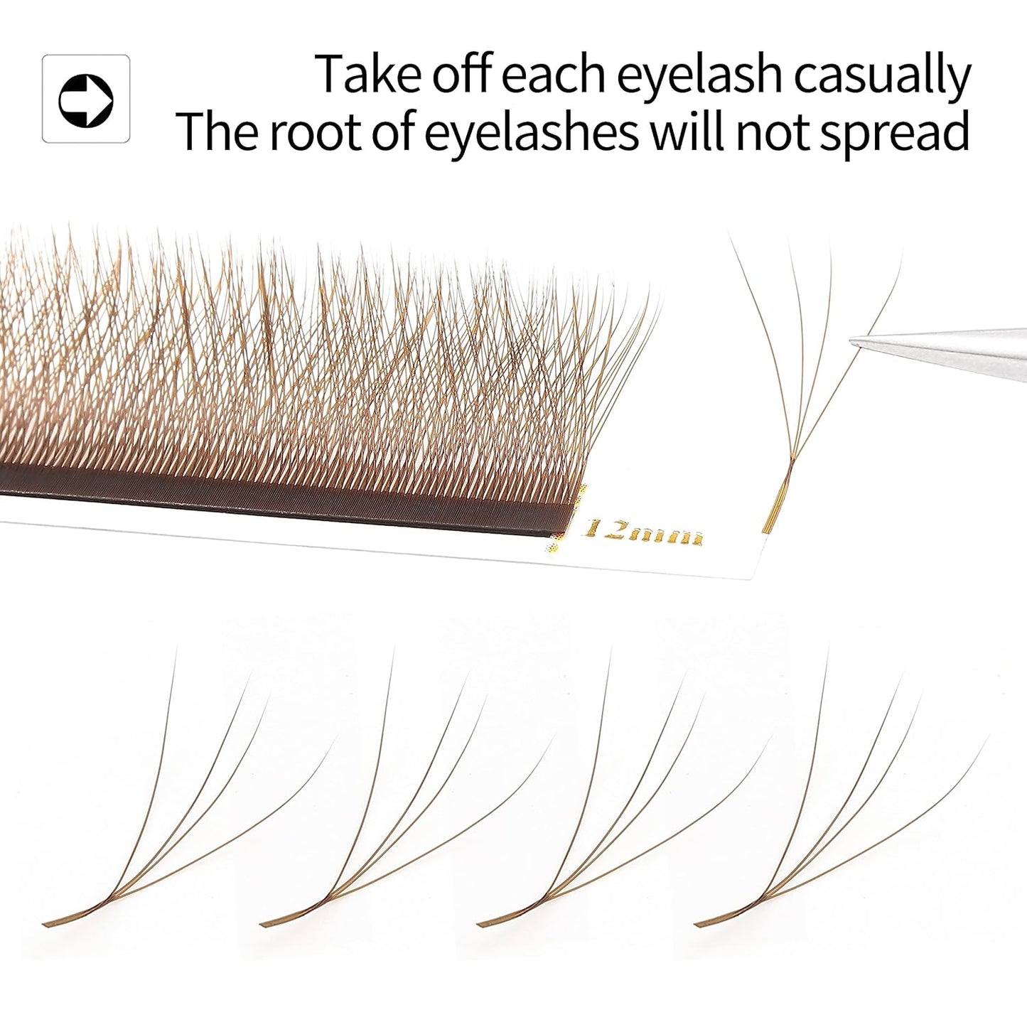 Lash Extensions Brown 4D W Eyelash Extensions W Shape 0.07mm Thickness C Curl 15mm Premade Fans Lashes Colored Lash Extension Volume Lashes Individual Lashes(W-Brown-4D-0.07-C,15mm)