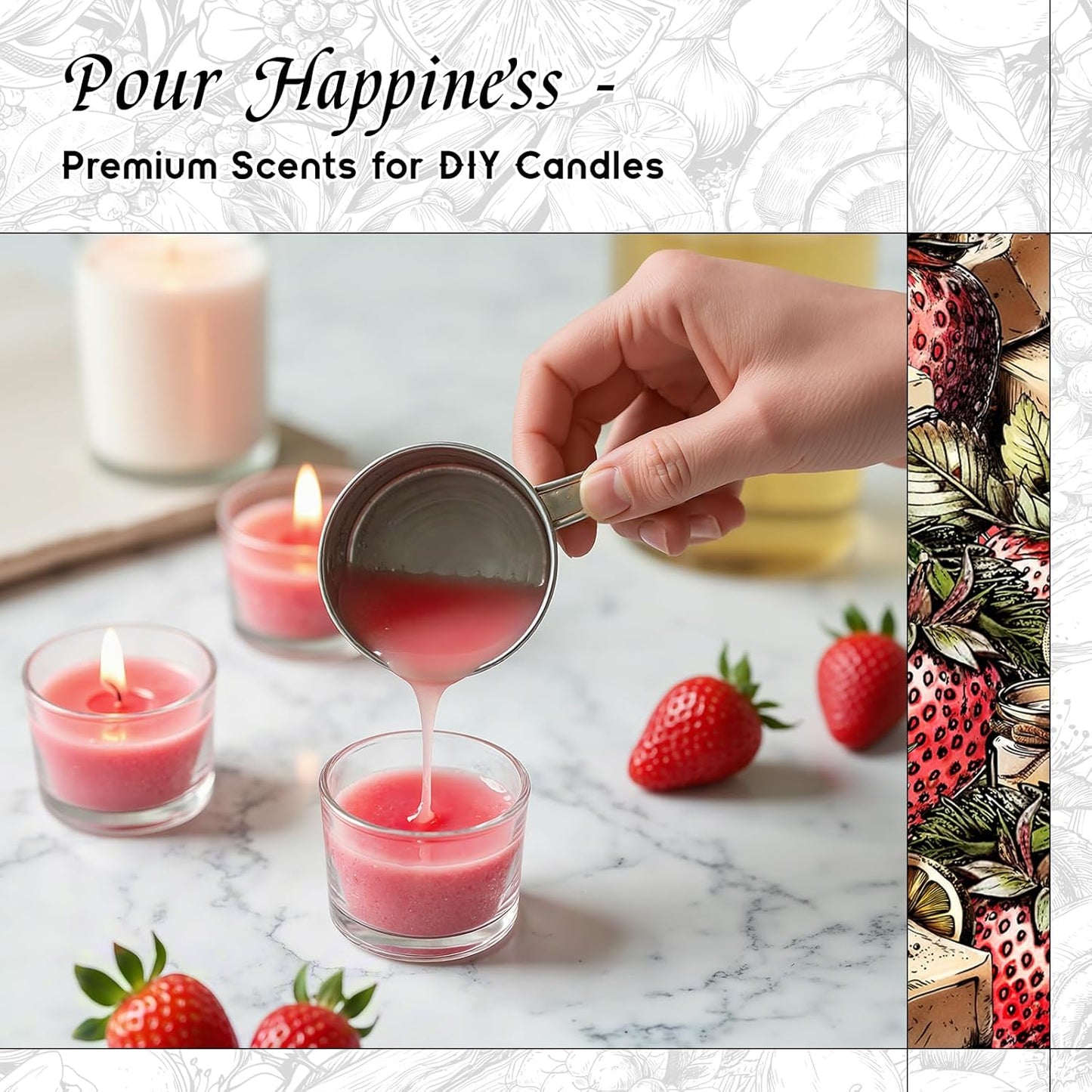 HIQILI Strawberry Fragrance Oil for Diffuser Use, Great for Candle, Soap, Body Butter Making, DIY Fruity Scent Perfume - 1 Fl Oz