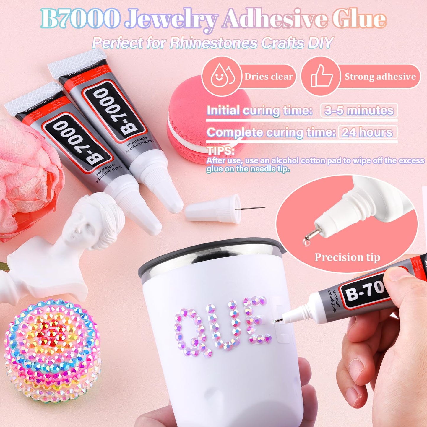 30000Pcs Resin Rhinestones for Bedazzling with 3Pcs B7000 Jewelry Glue, Lavender Purple AB Flatback Gems Rhinestones for Crafting, Clothing Tumblers Mugs Shoes Fabric Decor Nail Art