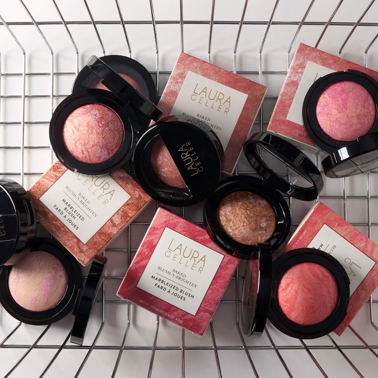 LAURA GELLER NEW YORK Baked Blush-n-Brighten Marbleized Blush for Cheeks - Sunlit Rose - Satin Finish - Buildable Color