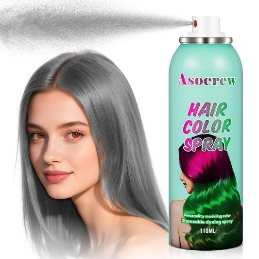 Gray Hair Spray,Hair Color Spray Dye,Grey Temporary Hair Color Spray for Kids Women Men,Sliver Gray Hair Color Spray Pomades,Washable Color Hair Spray for Party,Halloween,Cosplay(Gray)