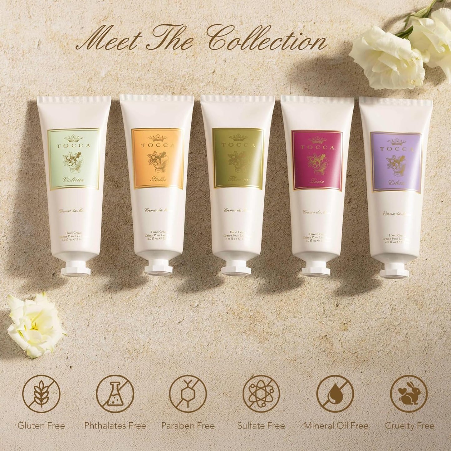 Tocca Crema de Mano Luxe, Colette Hand Cream, 4 oz - Bergamot, Sandalwood, Pink Peppercorn - Moisturizing, Quick Absorbing