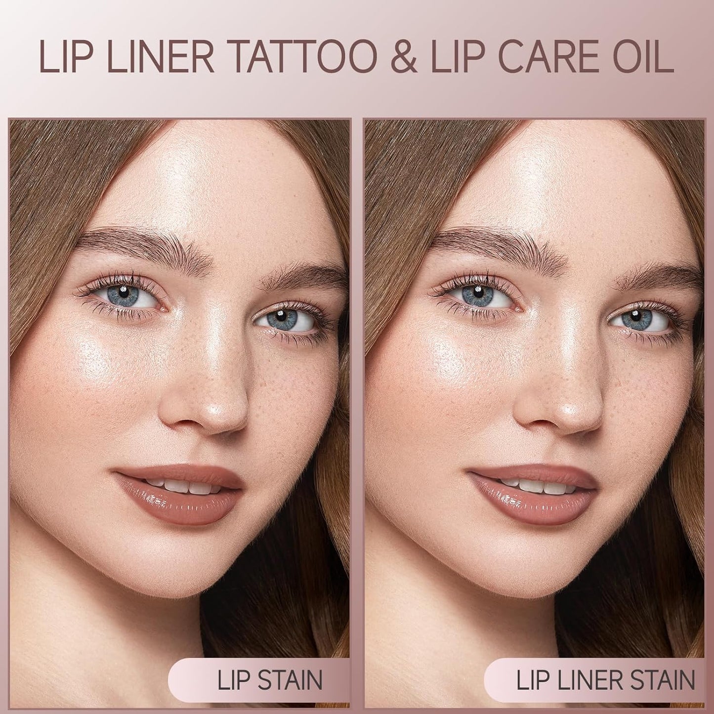 KISSIO Lip Stain Set,Peel Off Lip Liner Stain and Lip Care Oil,Transfer Proof,Long Lasting and Waterproof Lip Tint,Matte Finish,Lip Combo,05 Light brown