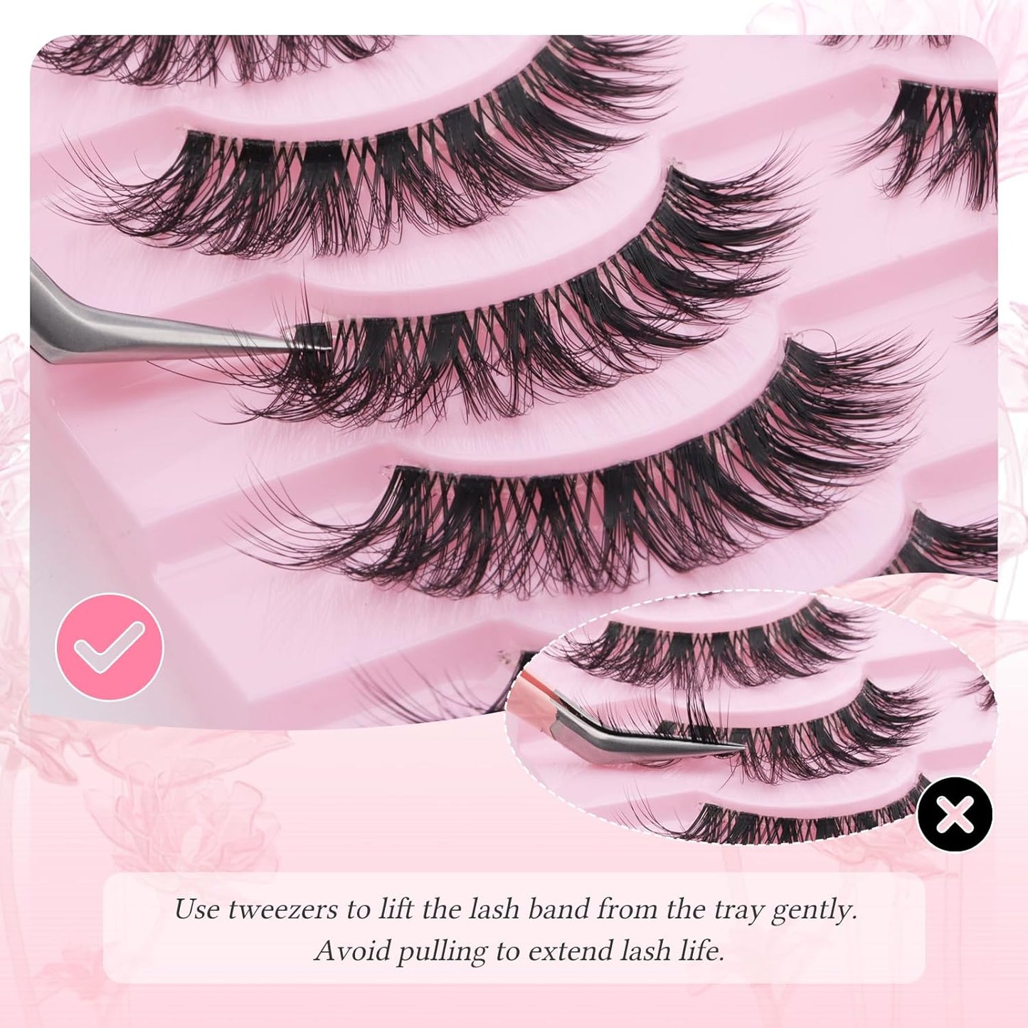 FADLASH False Eyelashes Natural Look Cat Eye Lashes Wear Comfortable Black Fake Lashes with Thin Band, Pack 10 Pairs, BY003
