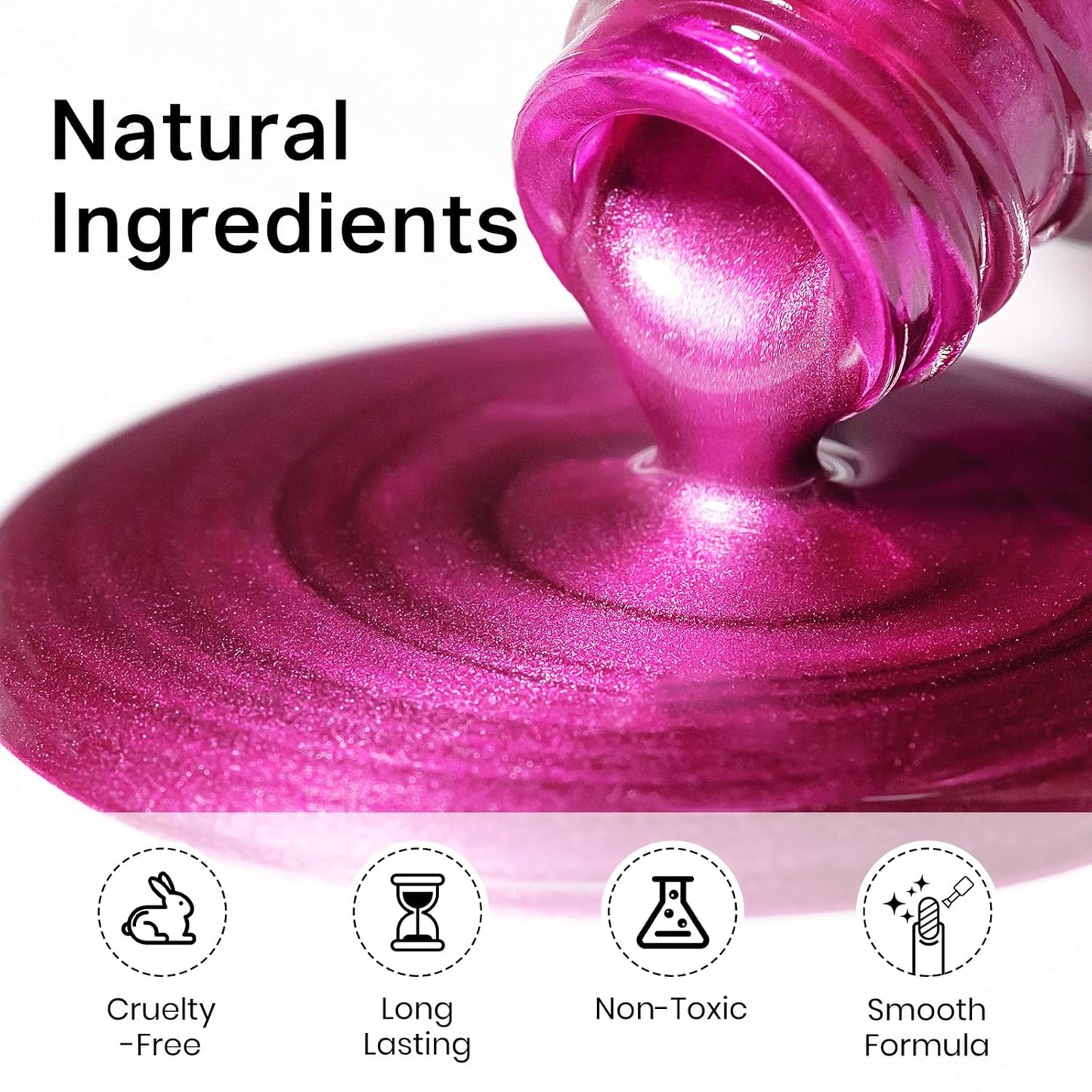 MIZHSE Rose Red Mirror Nail Polish, Quick Dry Metallic Nail Polish, Air Dry Fast Chrome Nail Lacquer Bright Color Oil-based Nail Art Manicure DIY Home