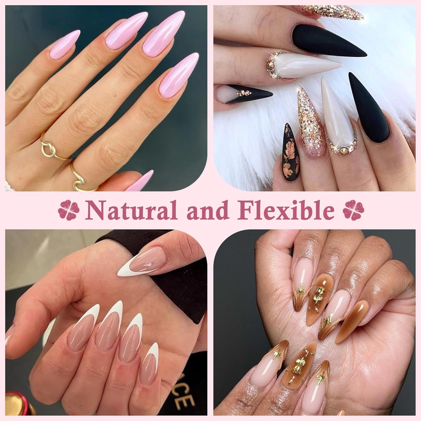 Long Almond Nail Tips: 504pcs Full Cover Soft Gel Nail Tips, 12 Sizes Pre-Etched Half Matte Almond Press on Nails No C Curve For Nail Extensions Home Salon