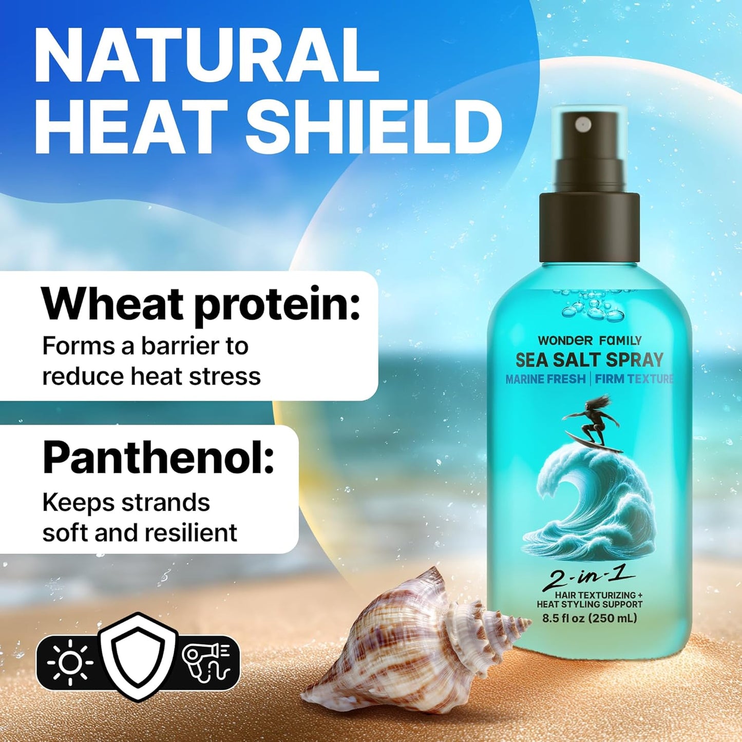 Sea Salt Spray for Men & Women – Texture for Beach Waves, Hair Volumizer, Strong Hold Hairspray, Travel Size Curl, Texturizing Finishing Spray, Extra Hold Hair Styling Mist