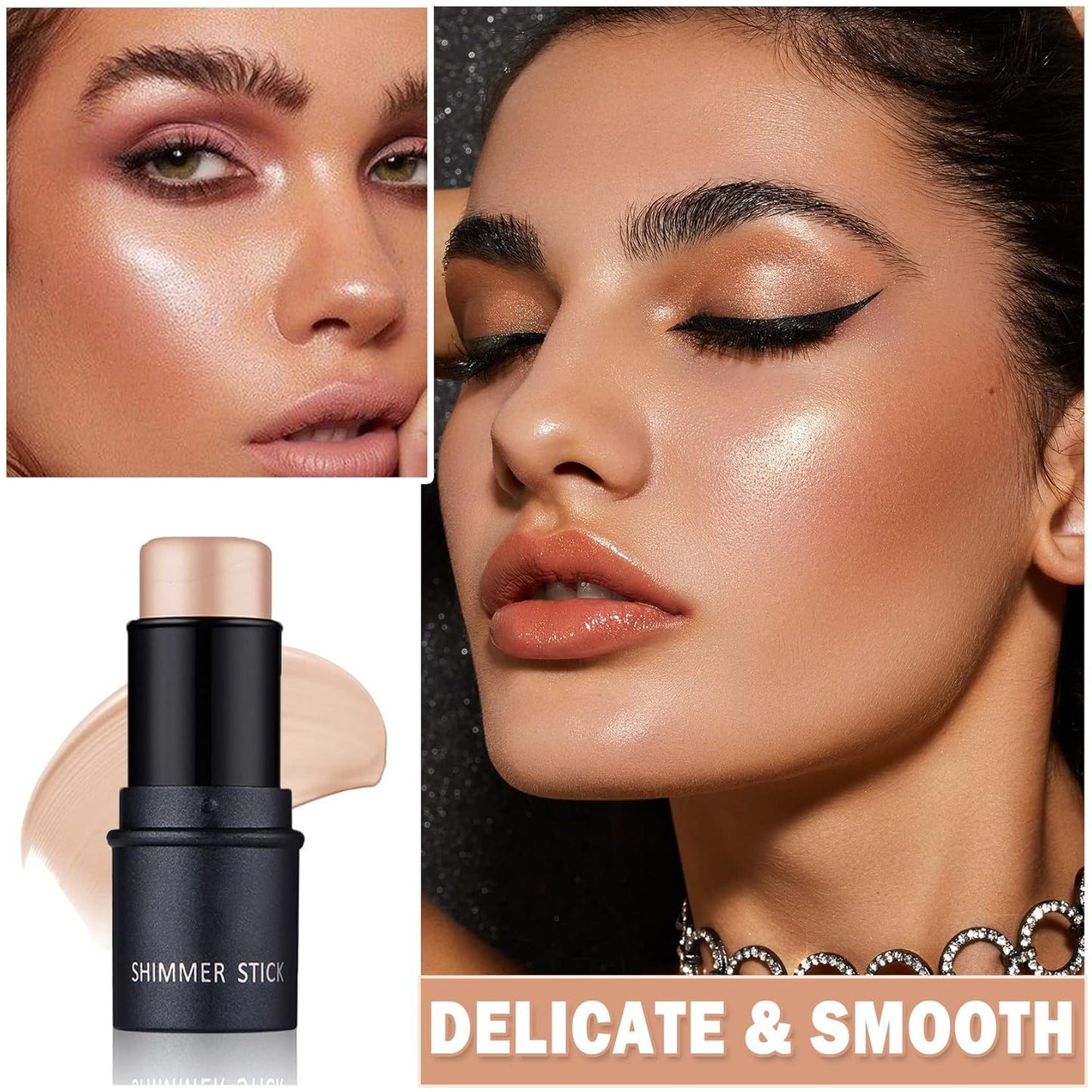 CAHIUYOA Cream Contour Stick,Highlighter Bronzer Stick Makeup Waterproof Light Face Cosmetics,Moisturize Long Lasting Cream Contour Bronzer Highlighter Makeup Stick - 02