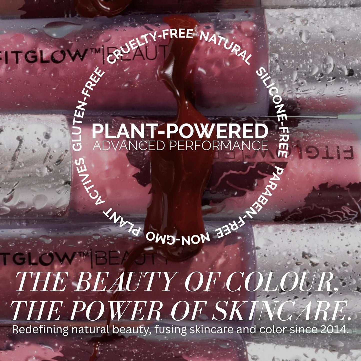 FITGLOW Beauty Lip Colour Serum | Hydrating Lip Gloss | Plumping Anti-Aging Lip Treatment | Natural Shine with Pomegranate Sterols & Collagen | Buildable Color for Dry Chapped Lips | Beach Glow - 10g