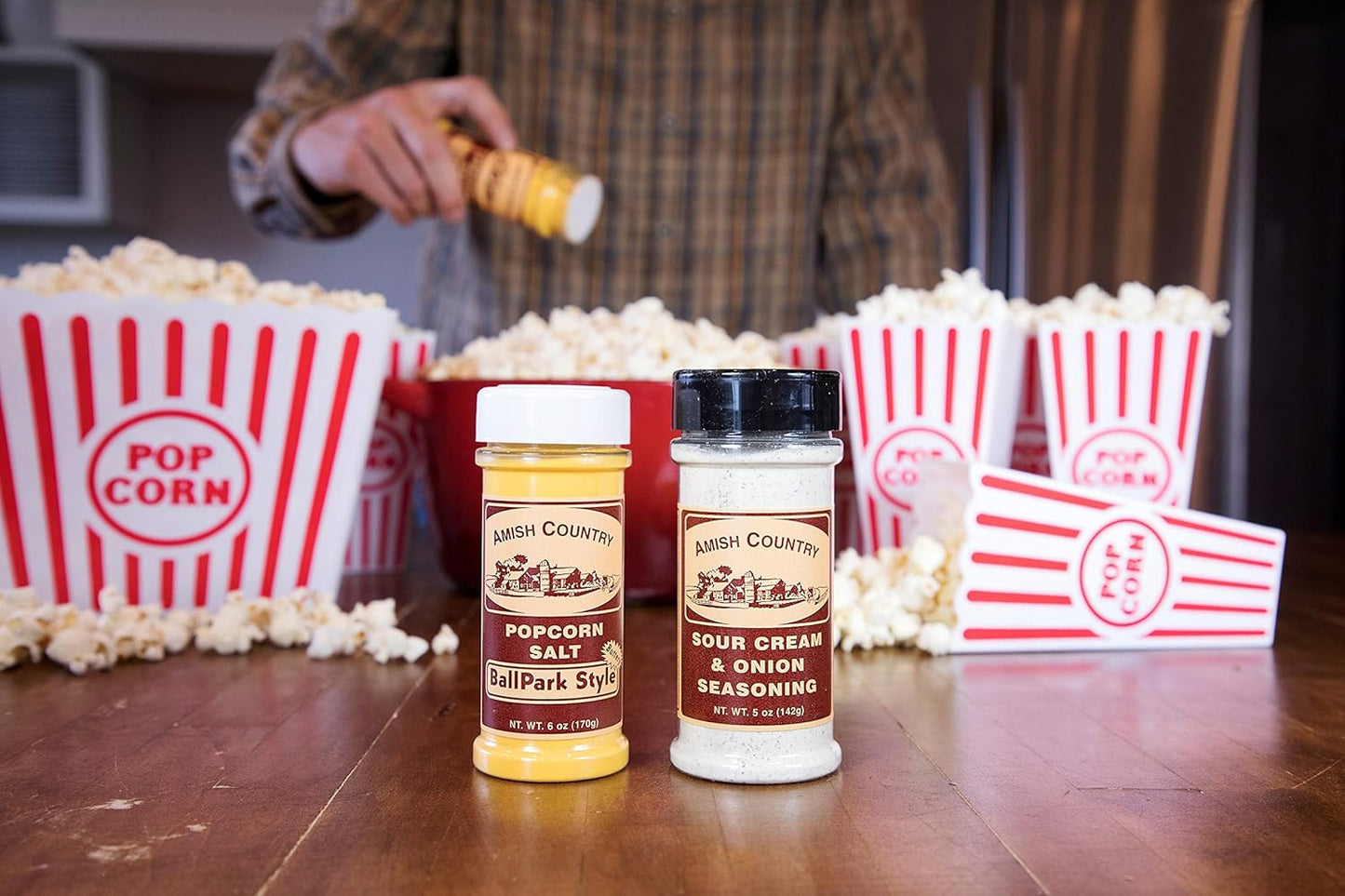 Amish Country Popcorn | Seasoning Variety Pack | Ballpark Style Buttersalt - 5.5 oz and Sour Cream and Onion - 4.7 oz Popcorn Seasoning | Old Fashioned, Non-GMO and Gluten Free