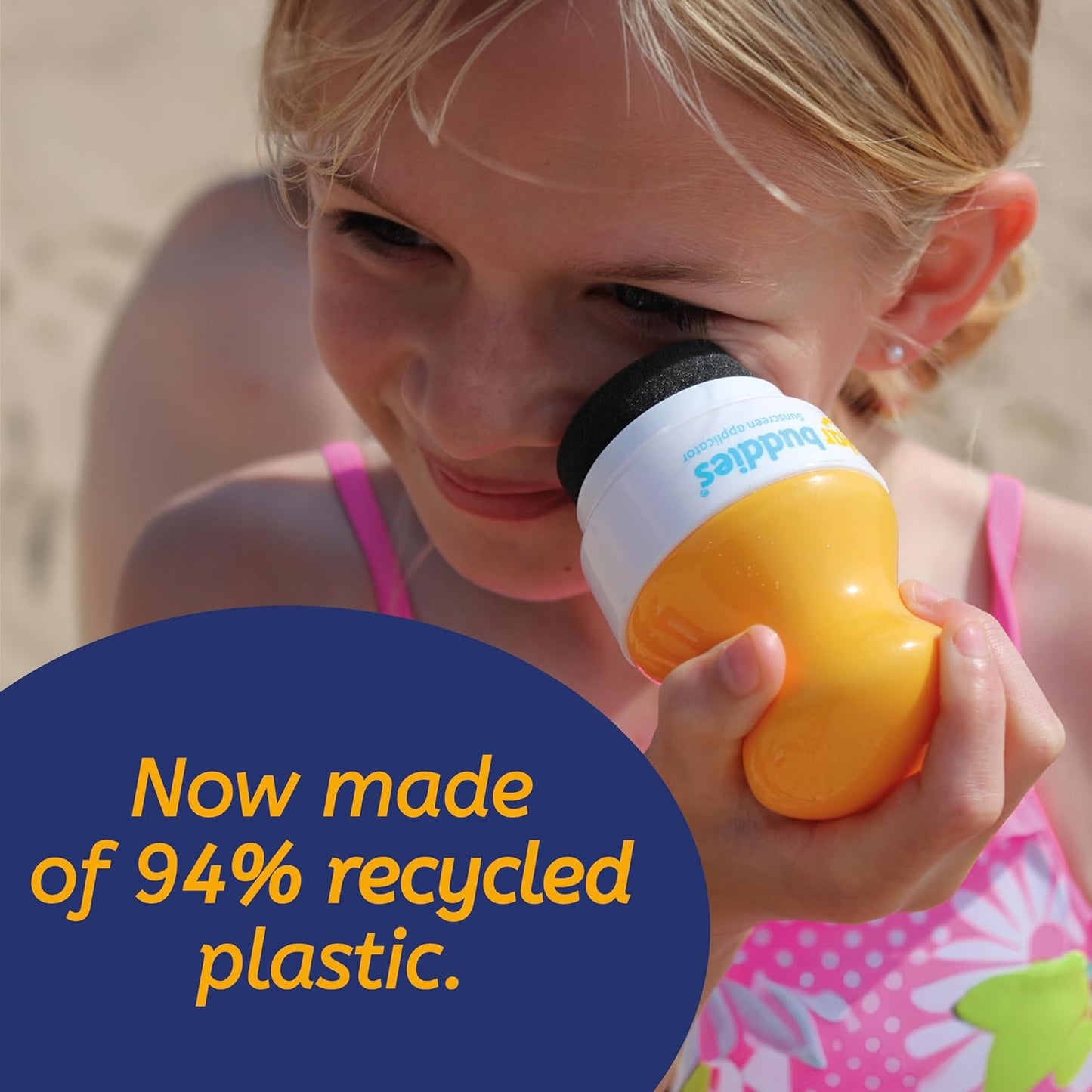 Solar Buddies Sunscreen Applicator - Single Full Pink - Refillable Roll on Sponge Sunscreen, Suncream & Lotion Applicator For Kids, Adults & Families - Holds 3.4fl oz, Perfect Size for Travel