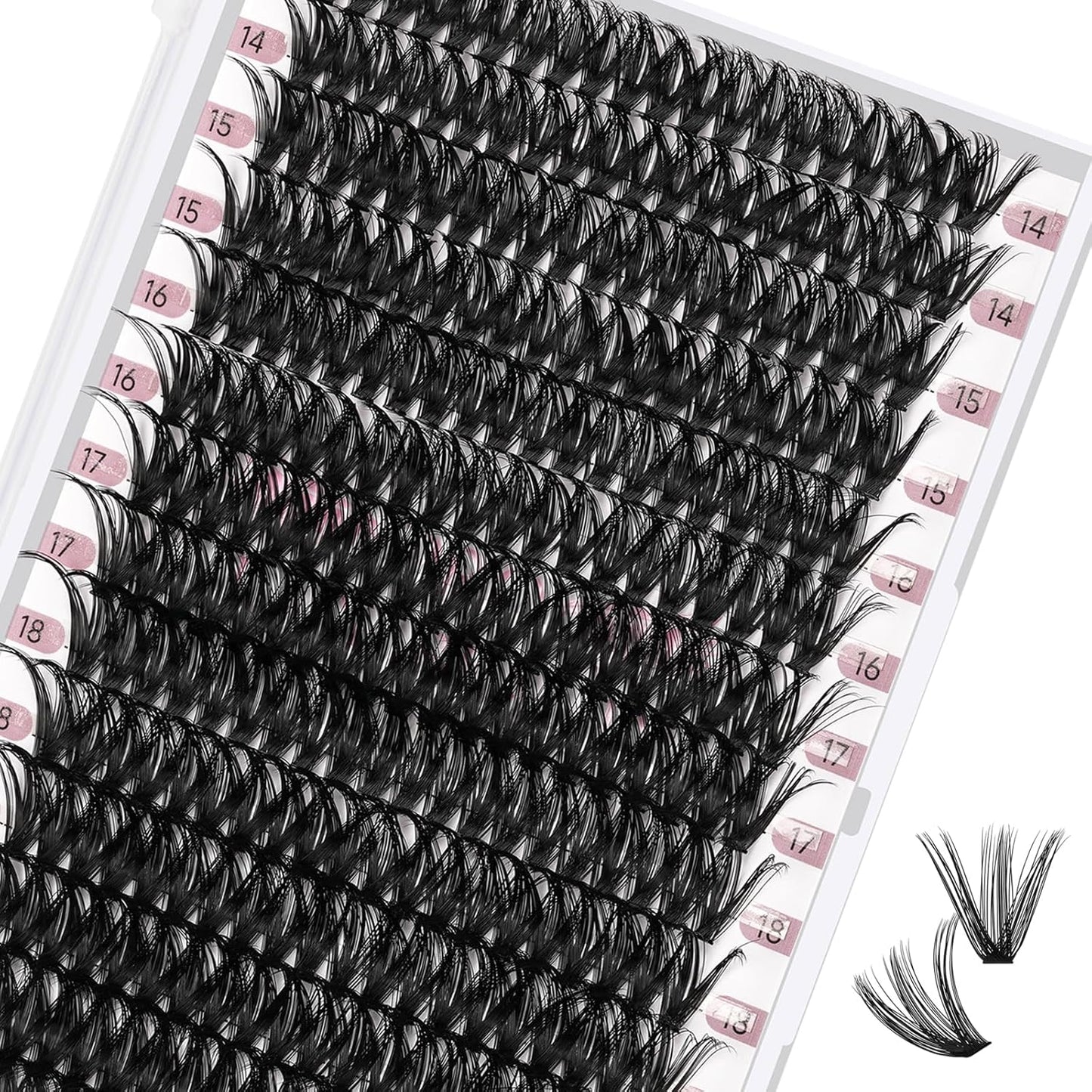 280 Pcs Individual Lashes 50D Mixed Lash Clusters 14 Rows Cluster Lashes that Look Like Eyelash Extensions DIY Lash Extension Self Application At Home (50D-D-14-20mix)