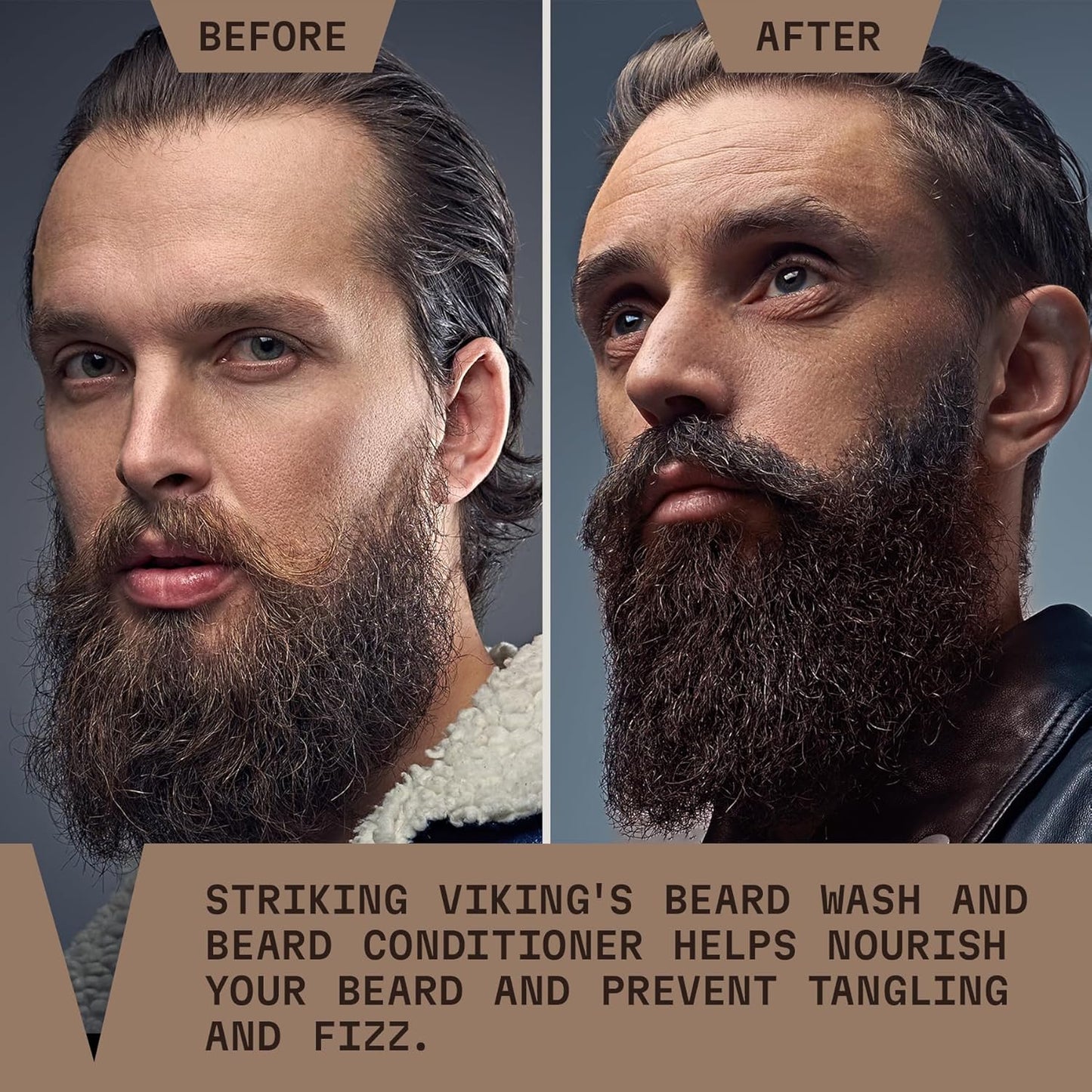 Striking Viking Beard Care Set (Sandalwood) - Paraben & Sulfate Free Shampoo with Jojoba Oil - Deep Clean for All Beard Types (10oz Per Bottle)